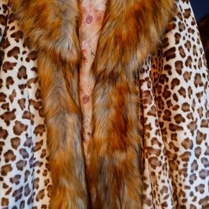 Leopard Faux fur with Fox Tuxedo  Trim